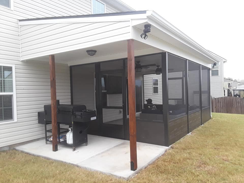 Aluminum screened patio enclosure built by Burch Contracting in Upstate SC