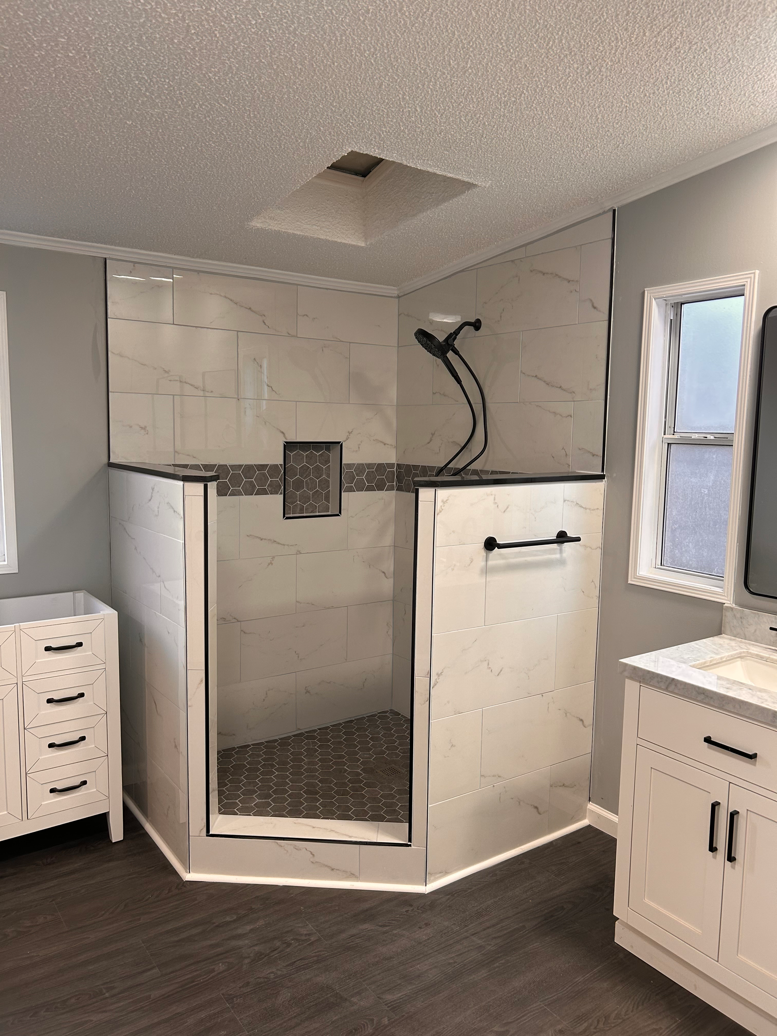 Bath-to-shower conversion remodel by Burch Contracting in Woodruff, SC