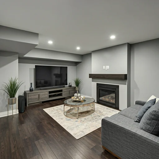 Finished basement living space by Burch Contracting in Upstate SC